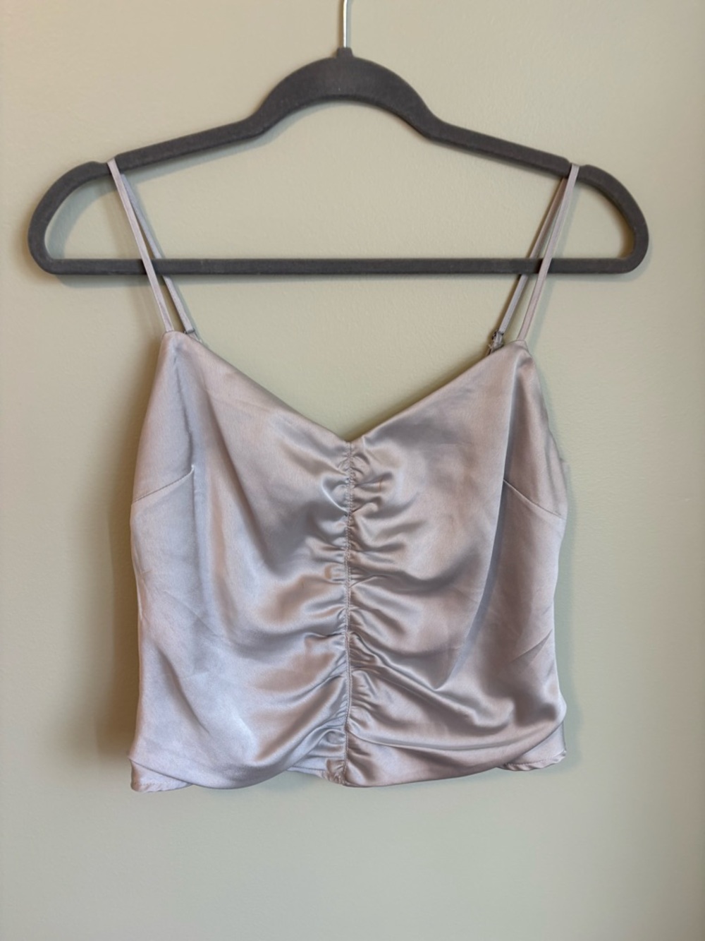 Abercrombie Satin Ruched Spaghetti Strap Crop Top - size L